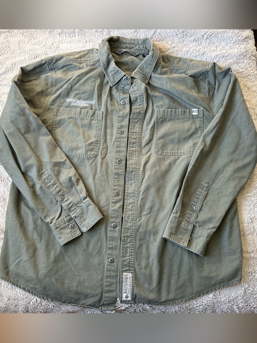 Harley-Davidson long-sleeve button up utility shirt Olive Green